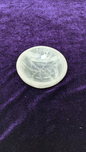 Natural selenite carved crystal bowl