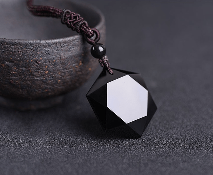 Black Obsidian Pendant Necklace Obsidian Star Pendant