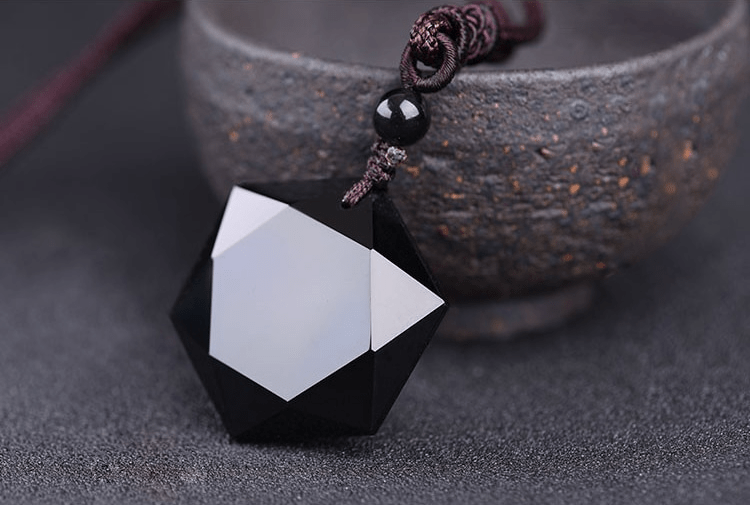 Black Obsidian Pendant Necklace Obsidian Star Pendant