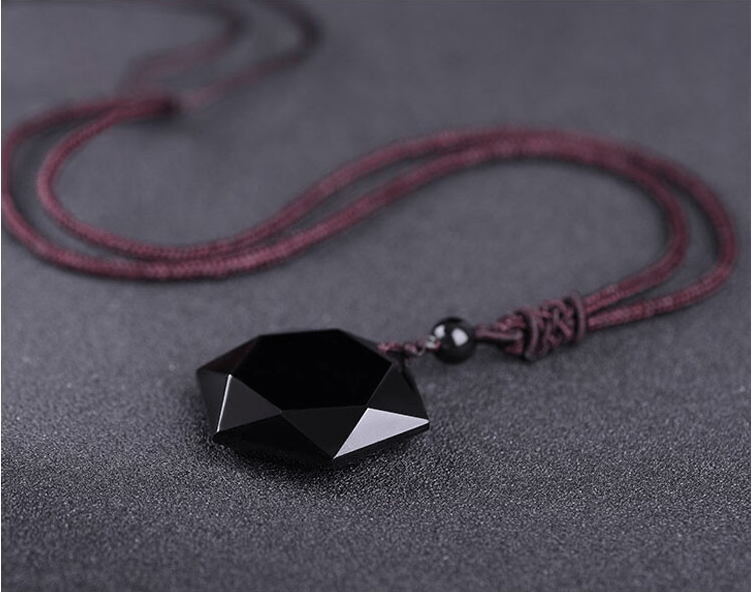 Black Obsidian Pendant Necklace Obsidian Star Pendant