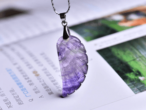 Natural fluorite mineral jewellery wing pendant necklace